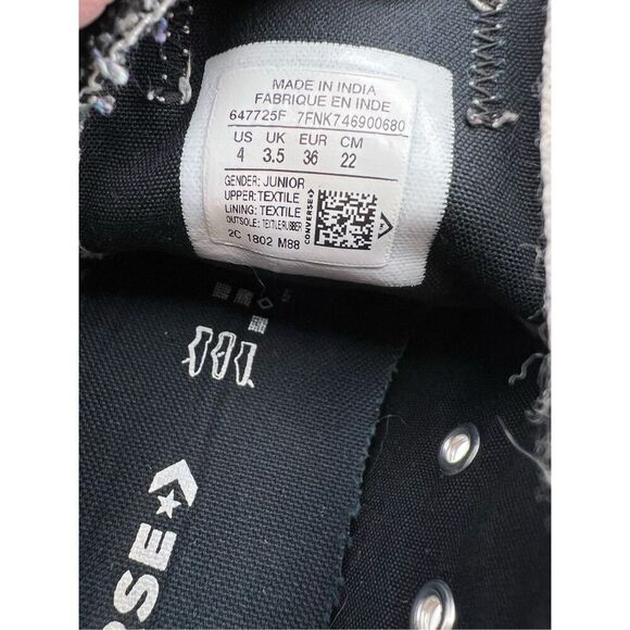 CONVERSE All Star Low Top Black Youth Size 4 Shoes - Picture 2 of 4